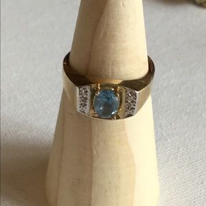 Blue Topaz Men’s Ring, Size 9
